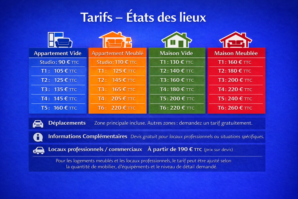 Tarifs des états des lieux à Bordeaux pour appartement, maison et locaux professionnels