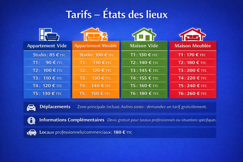Tarifs des états des lieux à Bordeaux pour appartement, maison et locaux professionnels